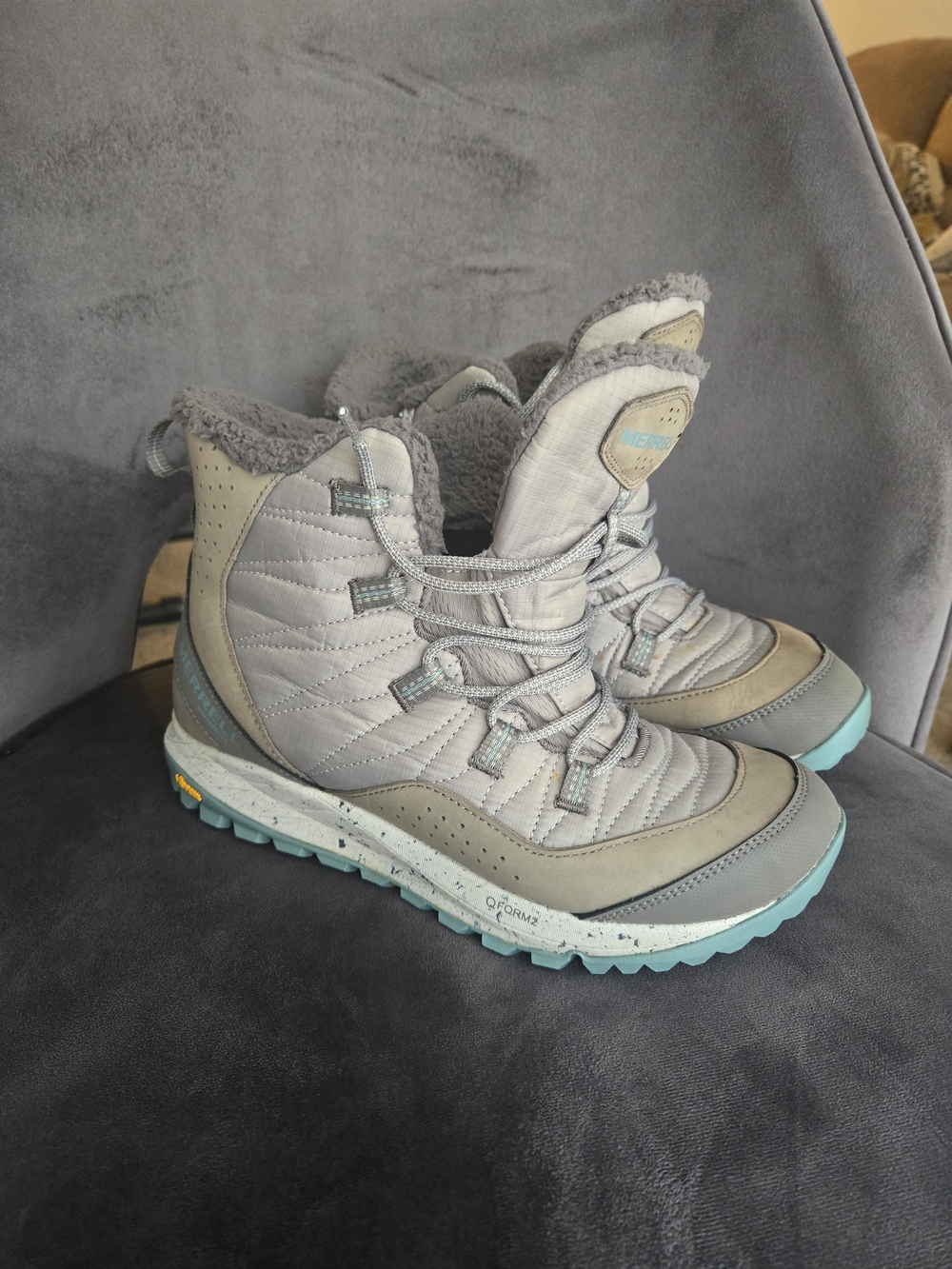 Merrell Women's Gray Winter Boots with Aqua Outsole
